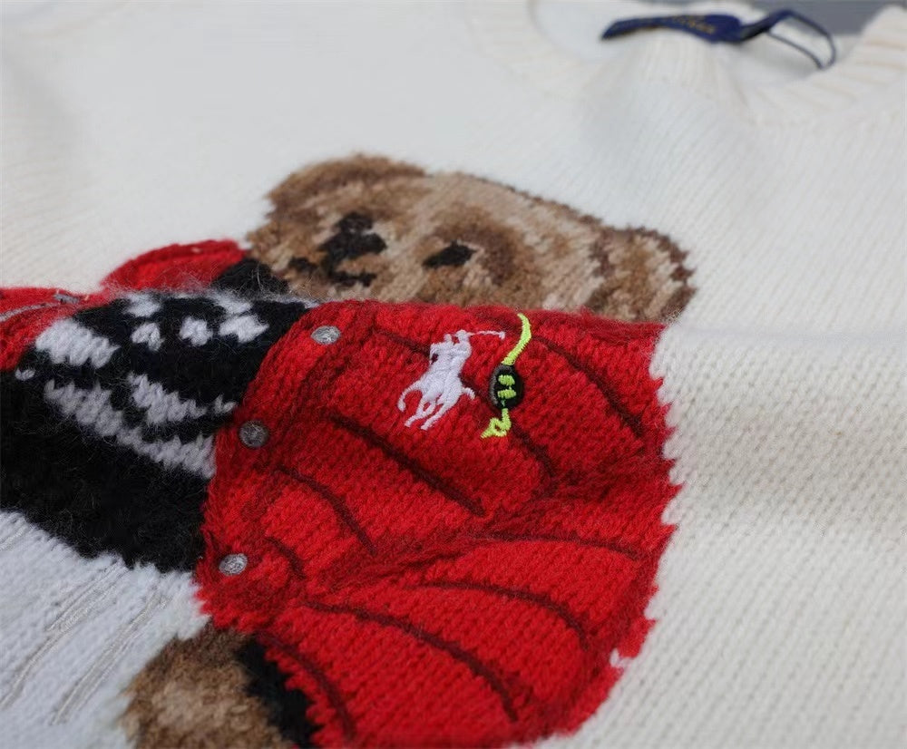 Cream Winter Bear Knit Sweater