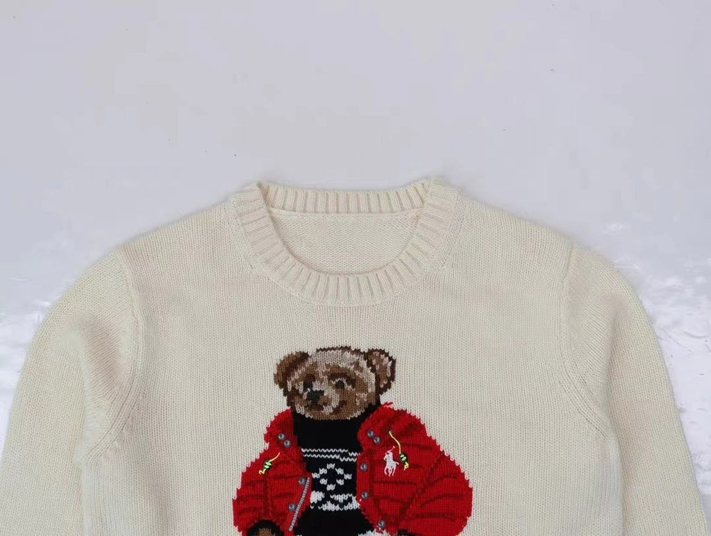 Cream Winter Bear Knit Sweater