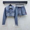 Elodie Cropped Denim Jacket & Skirt Set