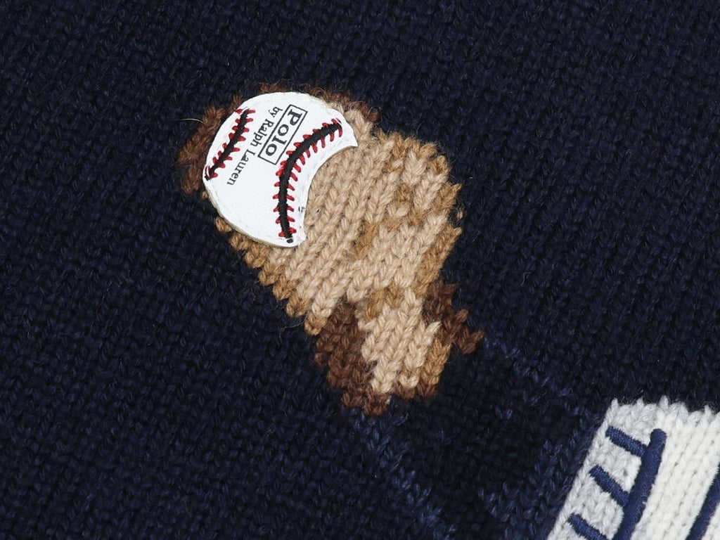 Navy Baseball Bear Knit Sweater