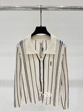 Florence Vertical-Stripe Collared Top