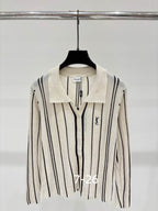 Florence Vertical-Stripe Collared Top