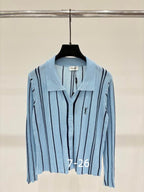 Florence Vertical-Stripe Collared Top