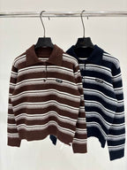 Harbour Striped Zip-Neck Sweater