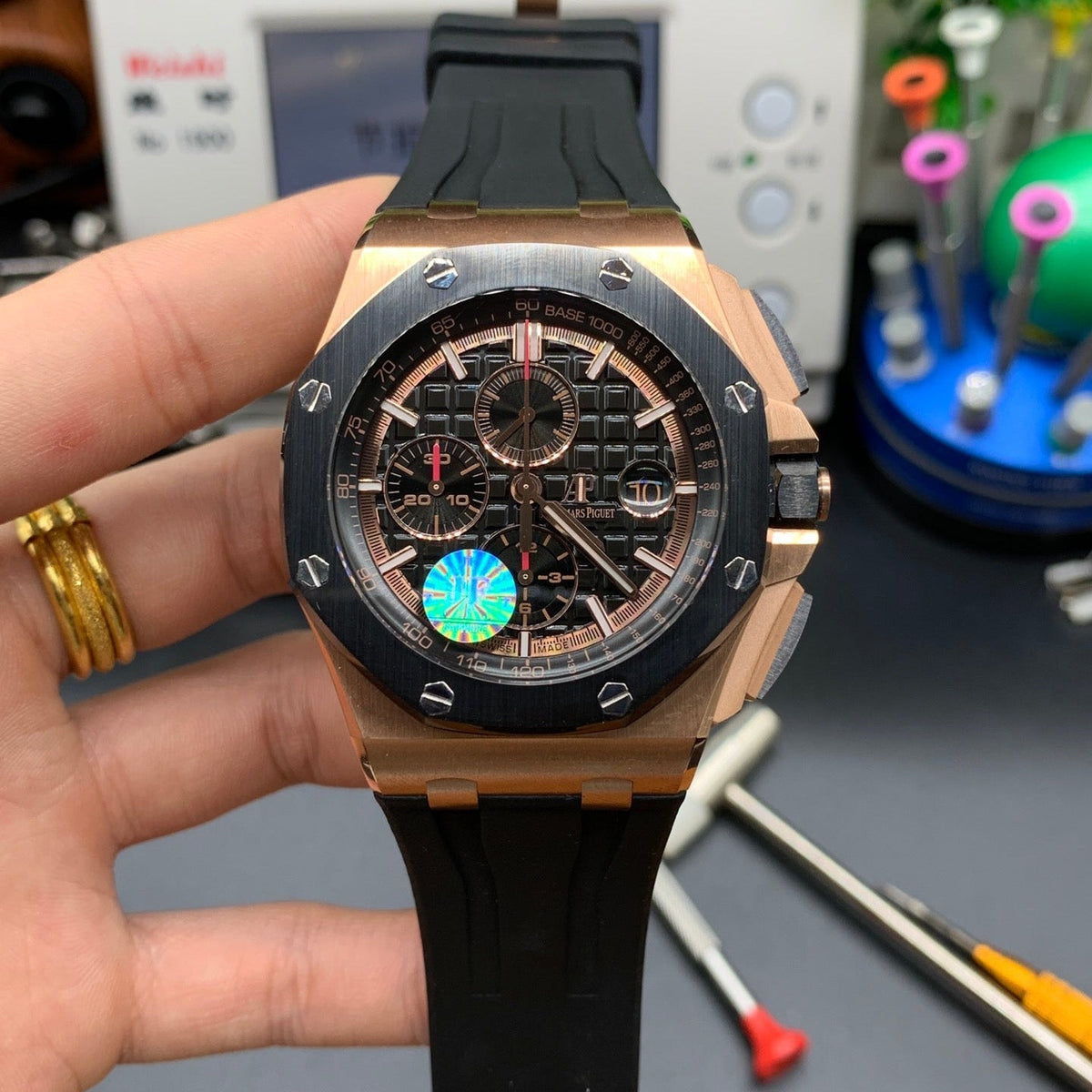 Black Chronograph Automatic Watch 44 mm
