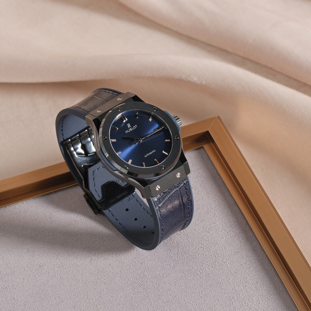 Blue Sunburst Dial Watch 42 mm