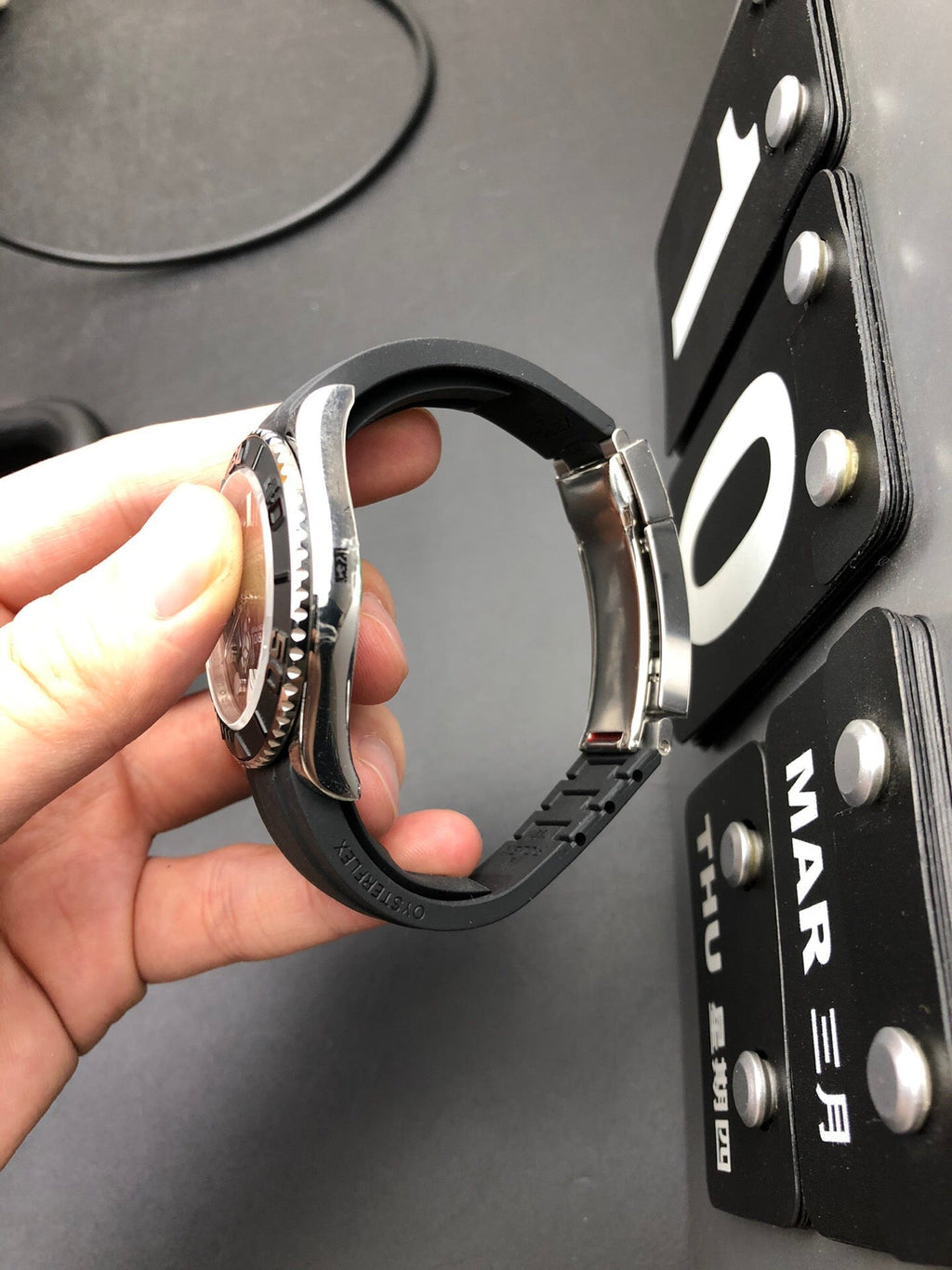 Platinum Tone Automatic Watch 44 mm