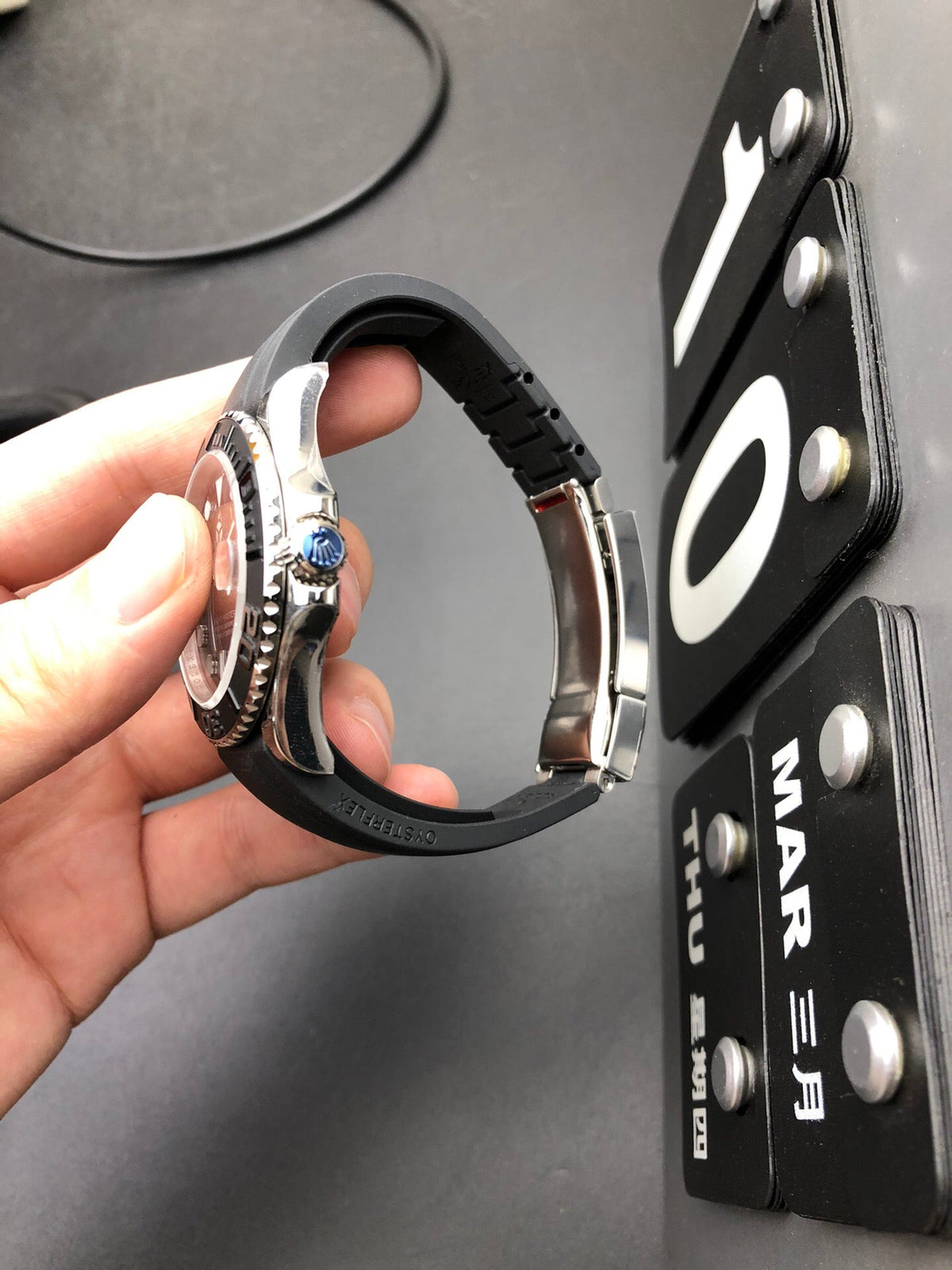 Platinum Tone Automatic Watch 44 mm