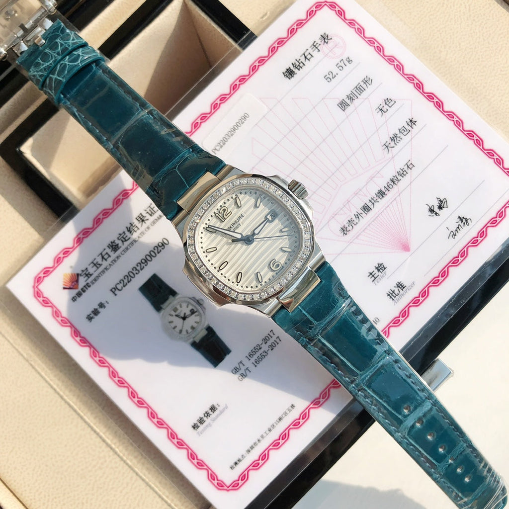 Silver Diamond Bezel Watch 36 mm