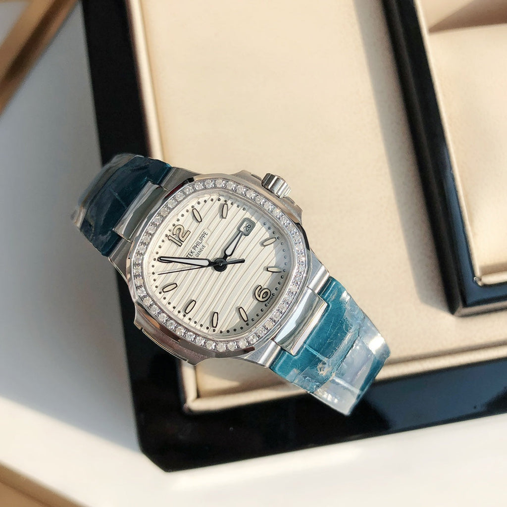 Silver Diamond Bezel Watch 36 mm