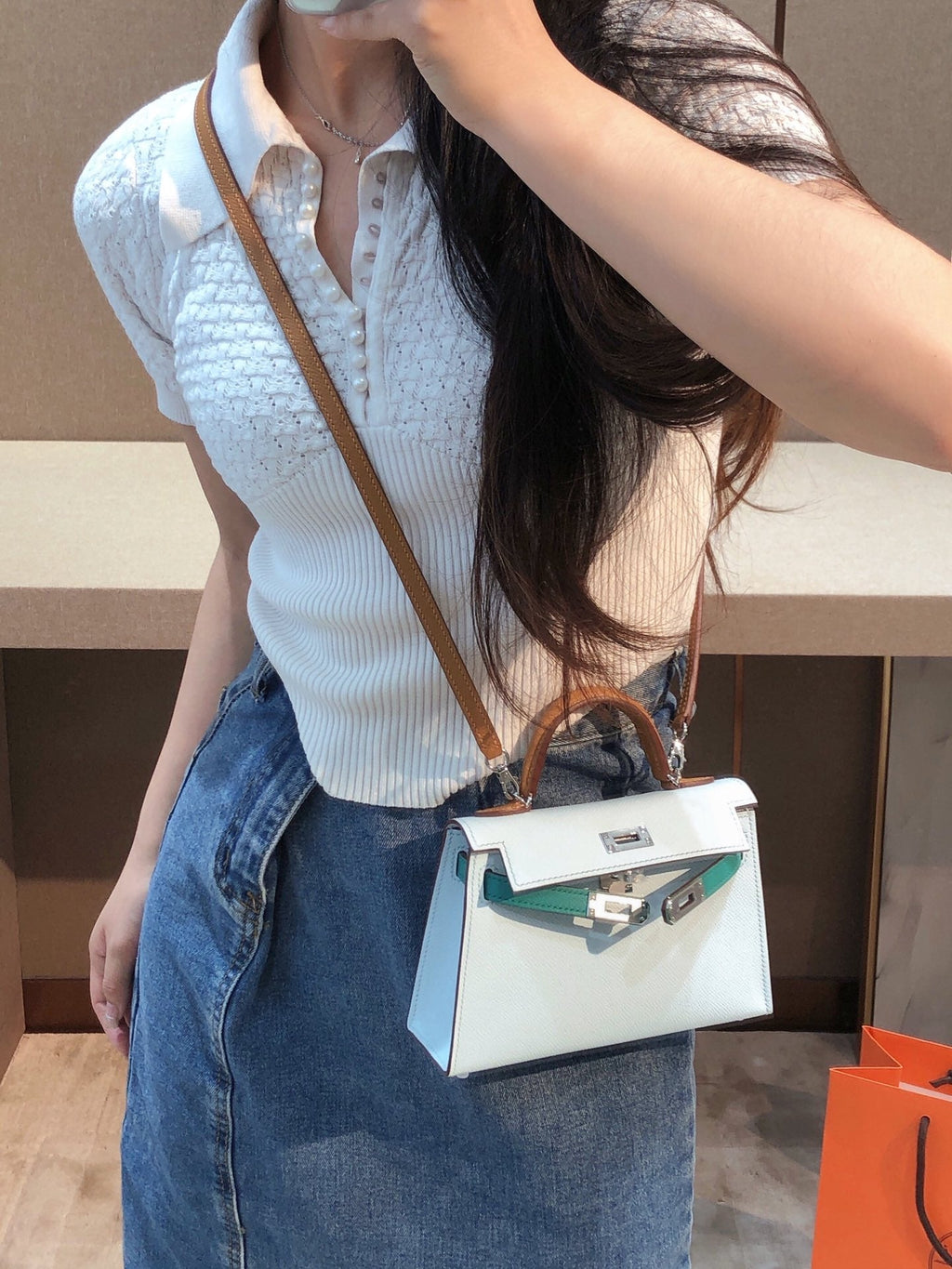 Tricolor Leather Bag 28