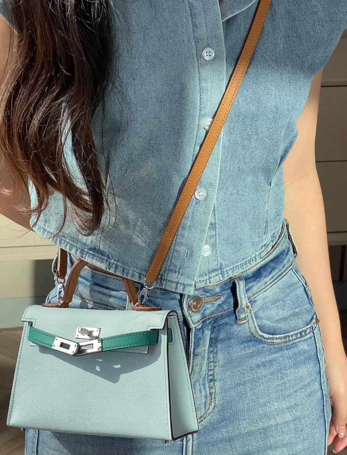 Tricolor Leather Bag 28
