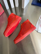 High-Top Orange Letter Diamond Studded Boots