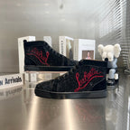 High-Top Black Letter Diamond Studded Boots