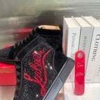 High-Top Black Letter Diamond Studded Boots