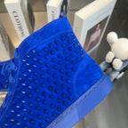 High-Top Blue Studded Luxury Sneakers