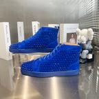 High-Top Blue Studded Luxury Sneakers