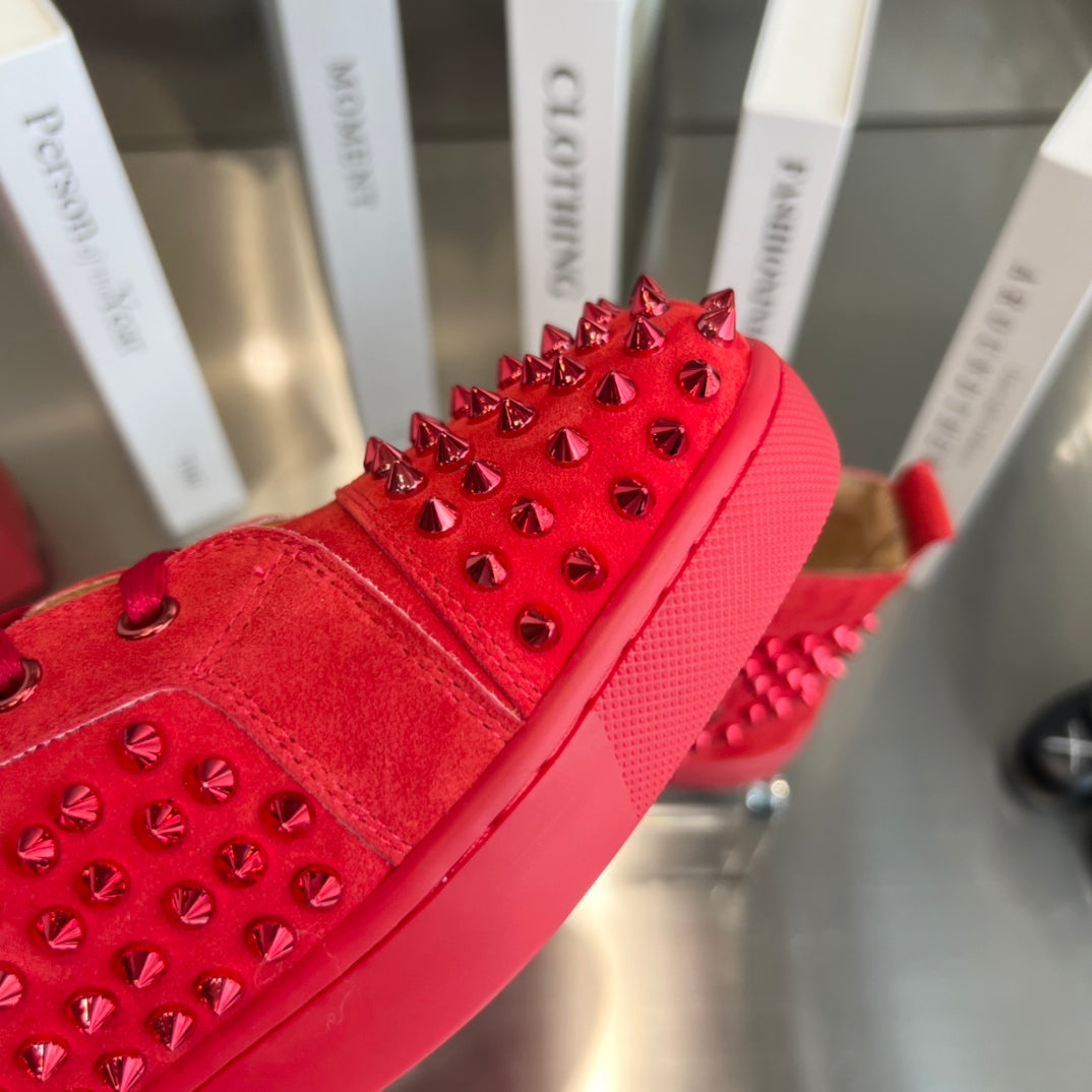 High-Top Red Studded Luxury Sneakers