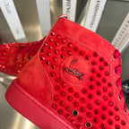 High-Top Red Studded Luxury Sneakers