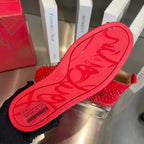 High-Top Red Studded Luxury Sneakers