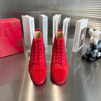 High-Top Red Studded Luxury Sneakers