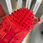 High-Top Red Studded Luxury Sneakers