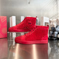 High-Top Red Studded Luxury Sneakers