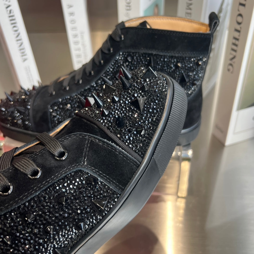High-Top Black Diamond Studded Boots