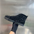 High-Top Black Diamond Studded Boots