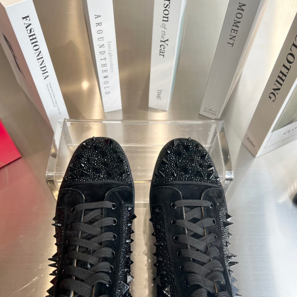High-Top Black Diamond Studded Boots