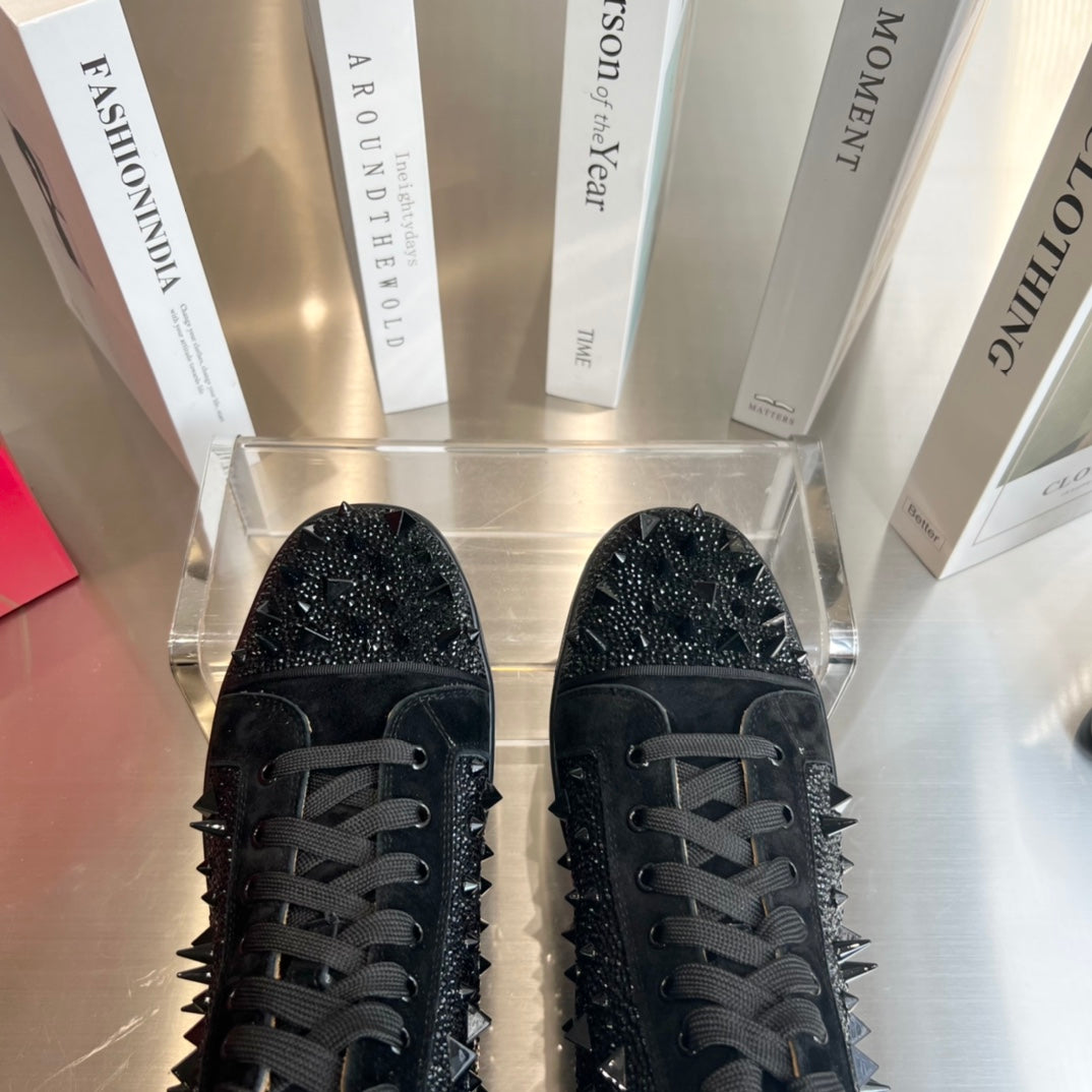 High-Top Black Diamond Studded Boots