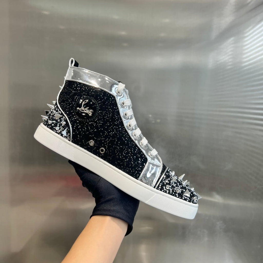 High-Top Black Studded Sneakers