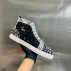 High-Top Black Studded Sneakers