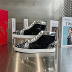 High-Top Black Studded Sneakers