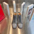 High-Top Grey Diamond Studded Boots