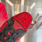 High-Top Black Red Diamond Studded Boots