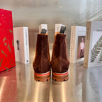 Dark Brown Sheepskin Boots with Front Studs
