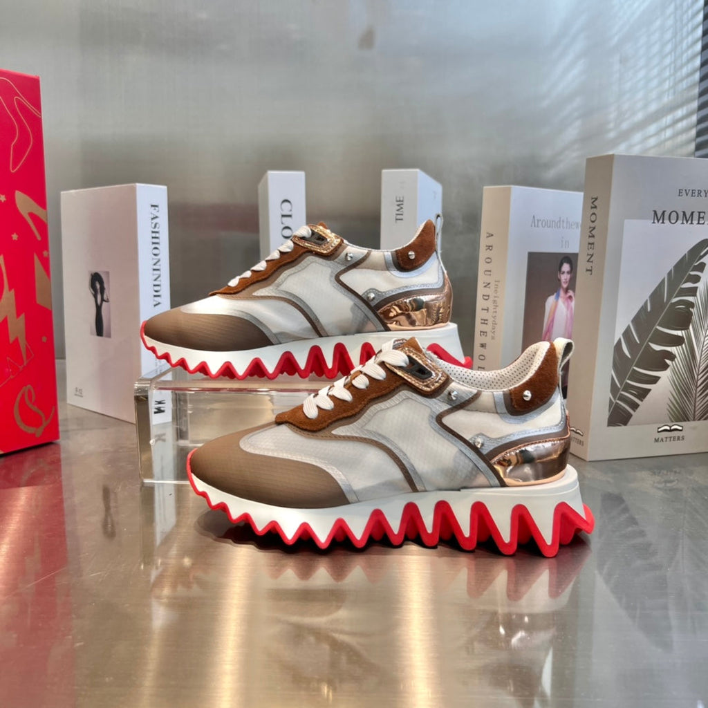 Bronze and Gold Mesh Shark Sole Boots