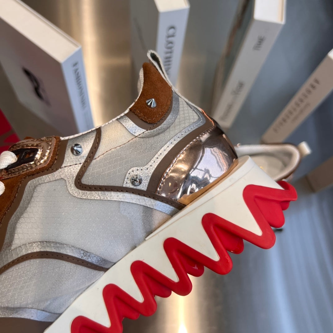 Bronze and Gold Mesh Shark Sole Boots