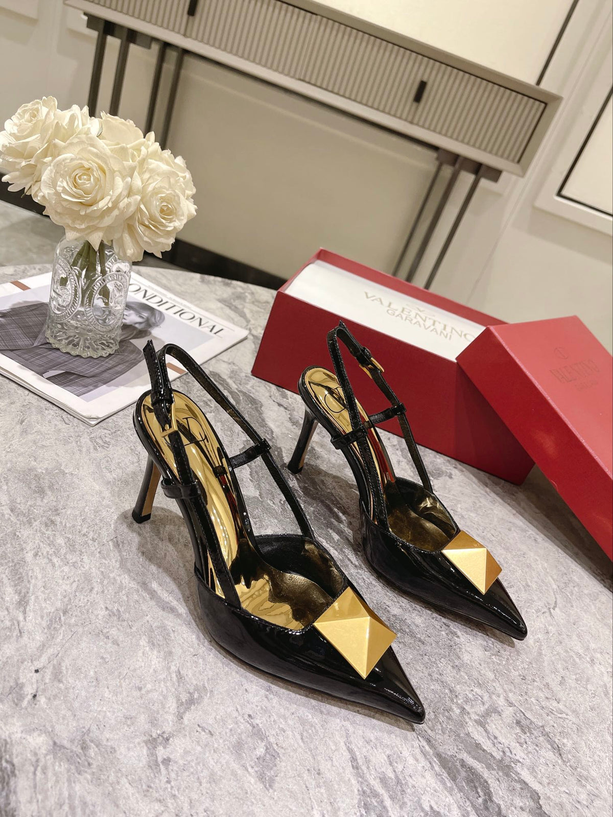 Studded Patent Leather Heels