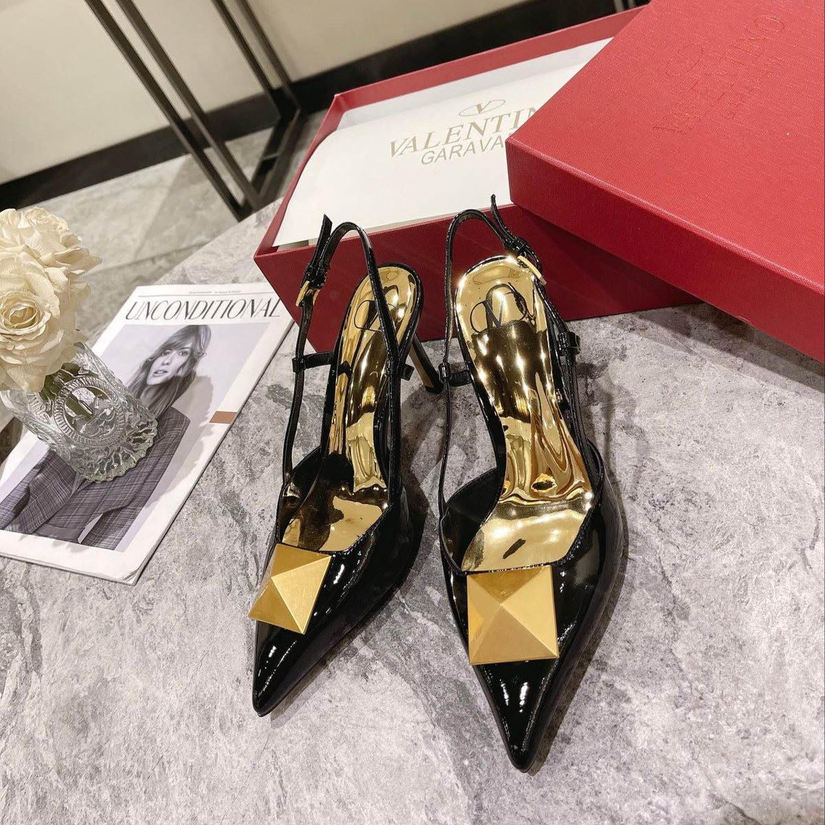 Studded Patent Leather Heels