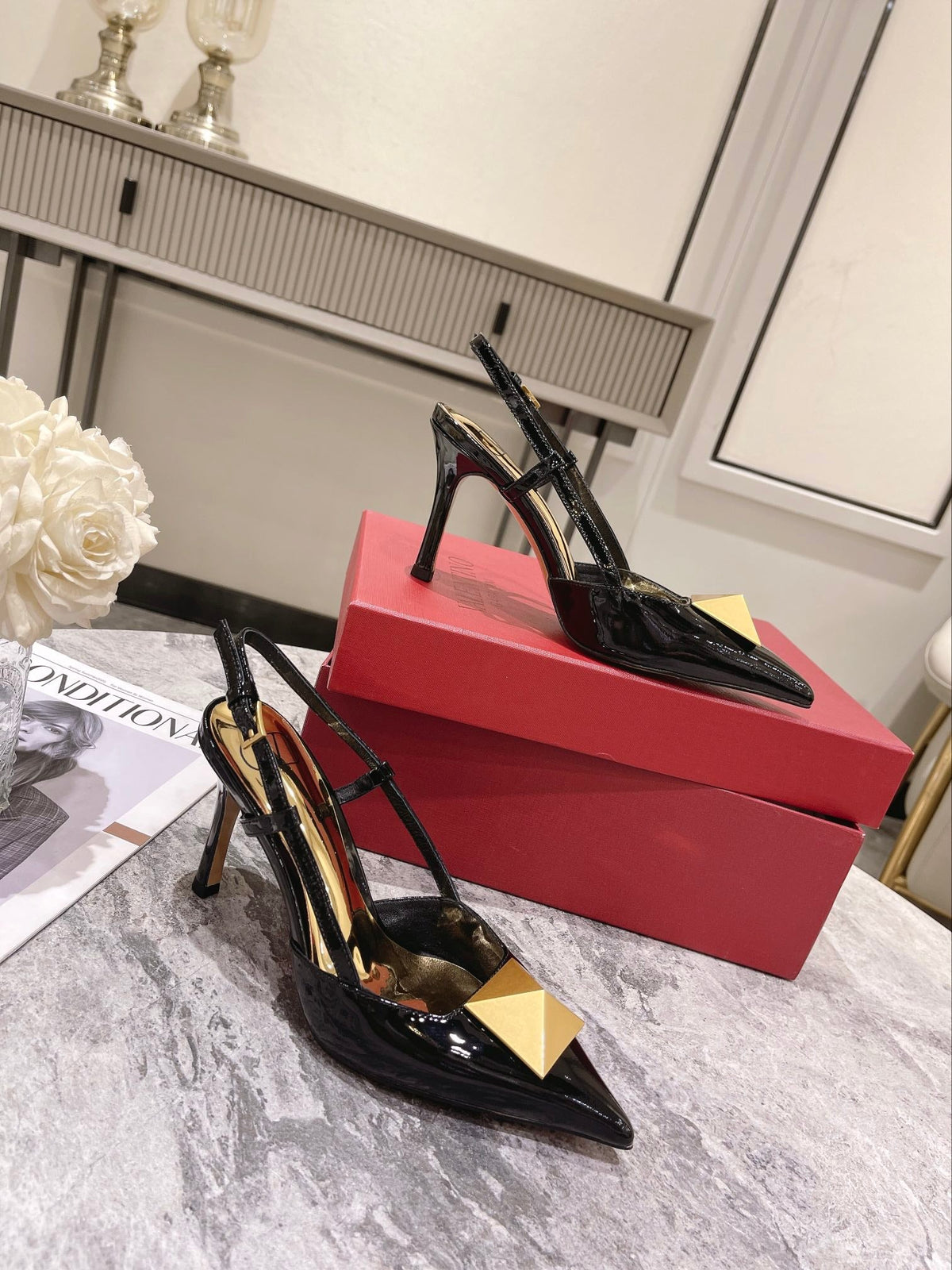 Studded Patent Leather Heels