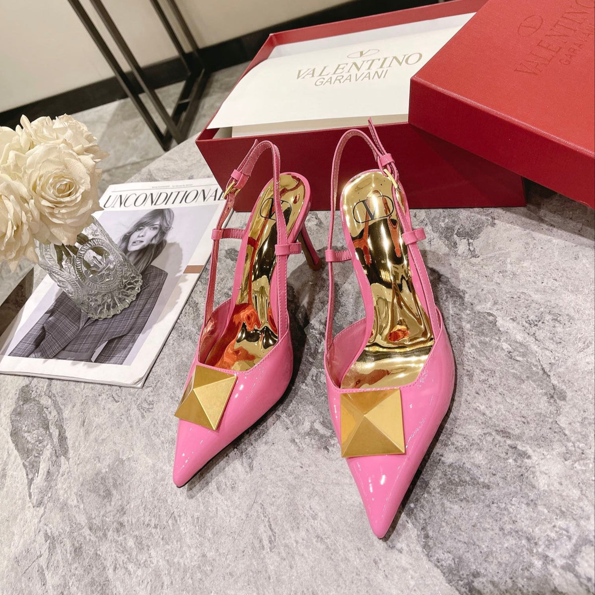 Studded Patent Leather Heels