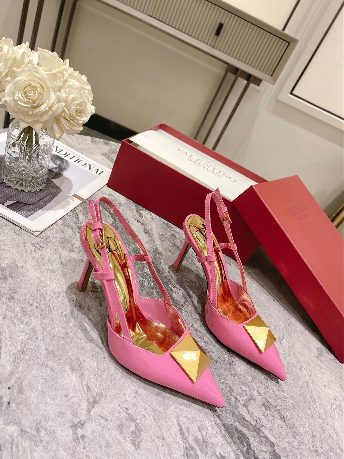 Studded Patent Leather Heels