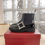 Women’s Martin Ankle Boots with Diamond Buckle