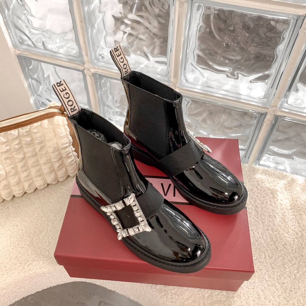 Women’s Martin Ankle Boots with Diamond Buckle