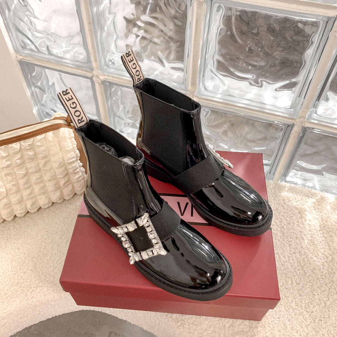 Women’s Martin Ankle Boots with Diamond Buckle