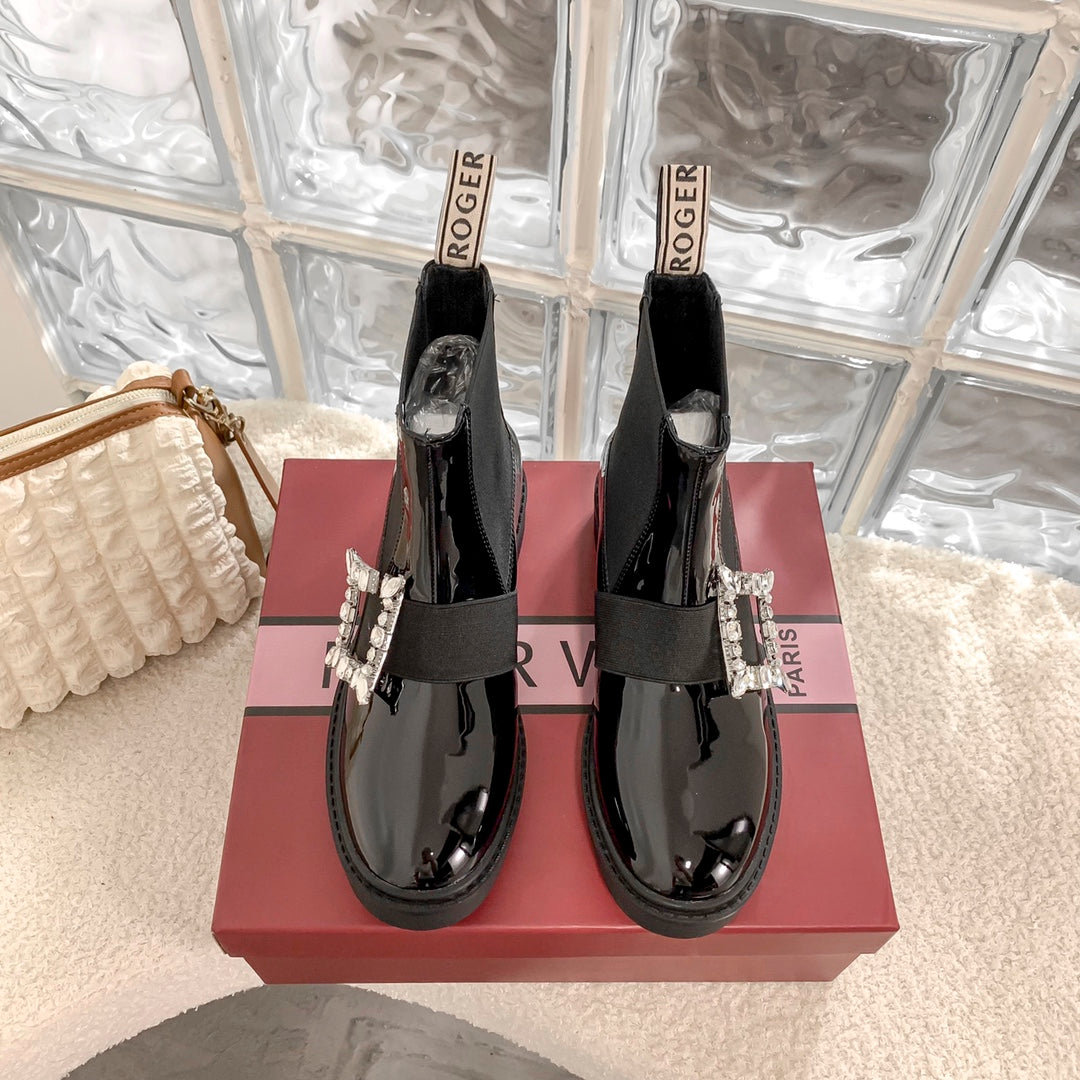 Women’s Martin Ankle Boots with Diamond Buckle