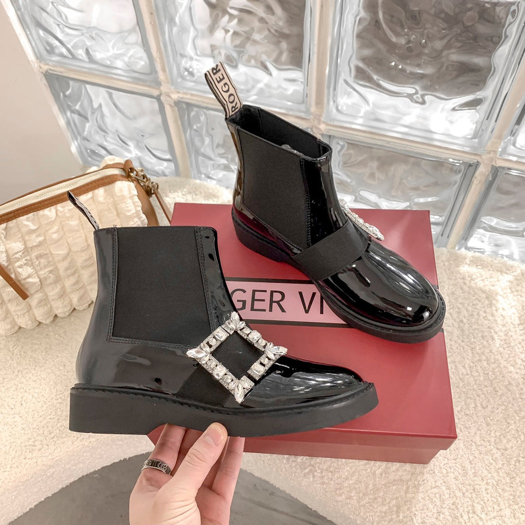 Women’s Martin Ankle Boots with Diamond Buckle