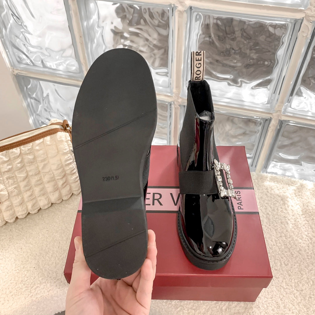Women’s Martin Ankle Boots with Diamond Buckle